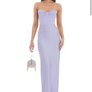 Ruched Maxi Dress in Blue